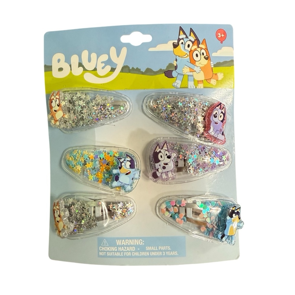 Bluey Confetti Snaps Hair Clips – 6 Pack WITH DUPLICATE ONE Multicolor NWT